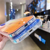 Hülle für iPhone Regenbogen Laser transparent Smartphone Hybrid Schutzhülle kompatibel für iPhone 11/12/13 Pro Max Weiche IMD Silikon Acryl >LUXU<